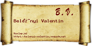 Belányi Valentin névjegykártya